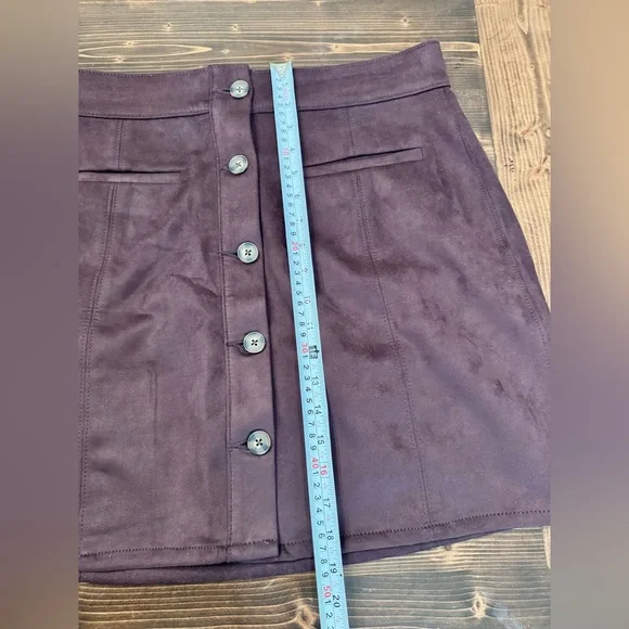 Maurices Chocolate Faux Suede‎ Button-Front Mini Skirt - Picture 5 of 6